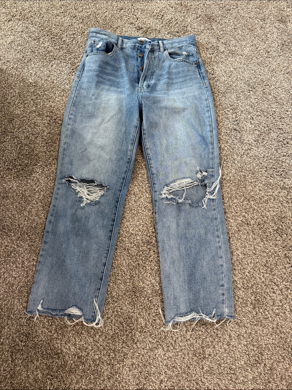 pistola Light Blue Distressed Straight Leg Jeans